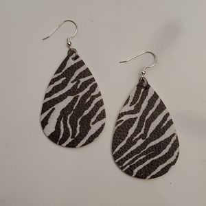 Zebra Print Faux Leather Earrings